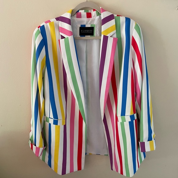 Eloquii Colorful Striped Blazer size 14 - Picture 1 of 4